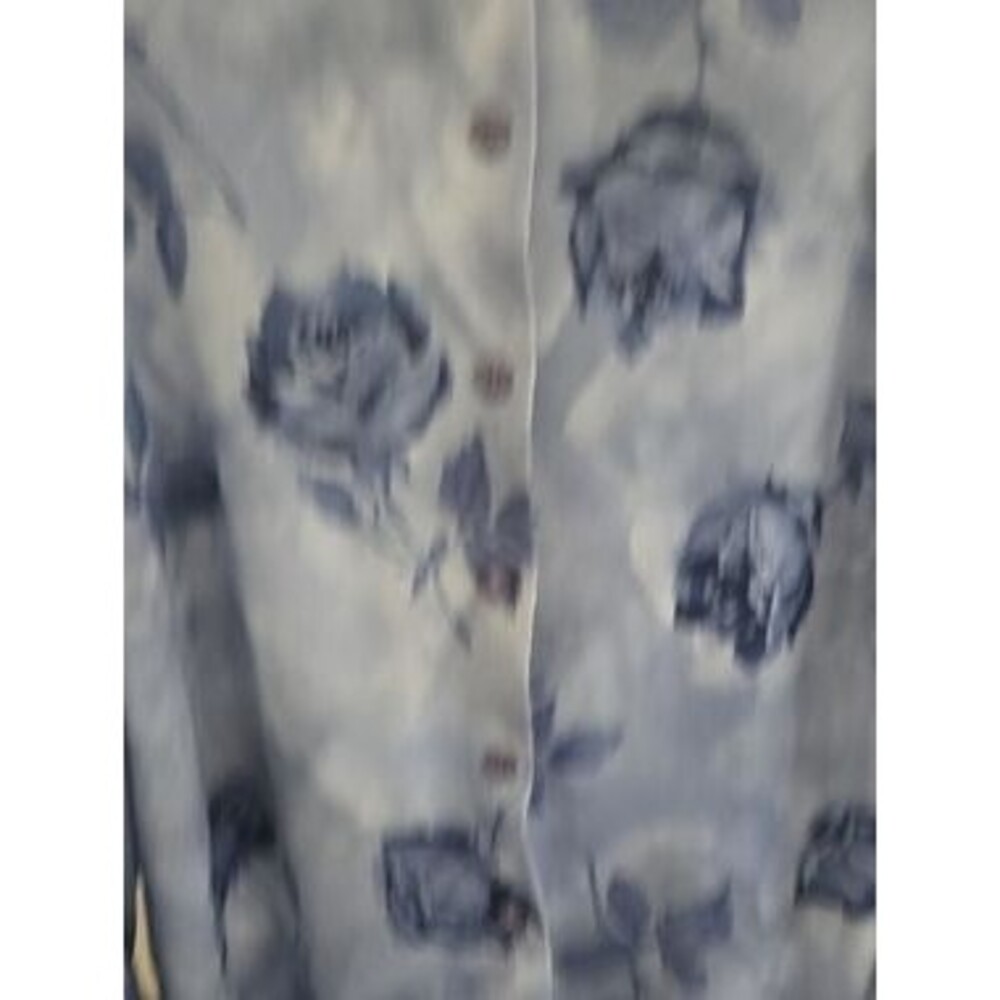 Blair Light Blue Rose Print Button‑Front Blouse WL 12W‑14W - Picture 5 of 8